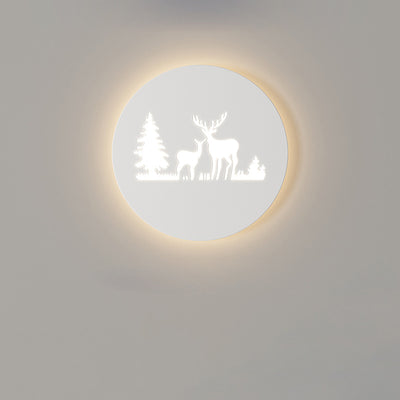 Applique Murale LED en Acrylique Fer Cerf Note Rose Ronde Rectangle Créative Contemporaine pour Chambre 