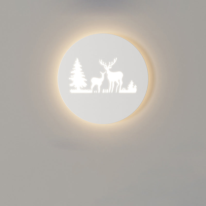 Applique Murale LED en Acrylique Fer Cerf Note Rose Ronde Rectangle Créative Contemporaine pour Chambre 