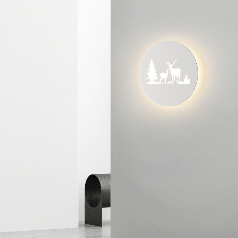 Applique Murale LED en Acrylique Fer Cerf Note Rose Ronde Rectangle Créative Contemporaine pour Chambre 