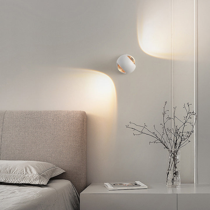 Lámpara de Aplique de Pared LED de Vidrio de Aluminio Esférica Minimalista Moderna para Dormitorio 