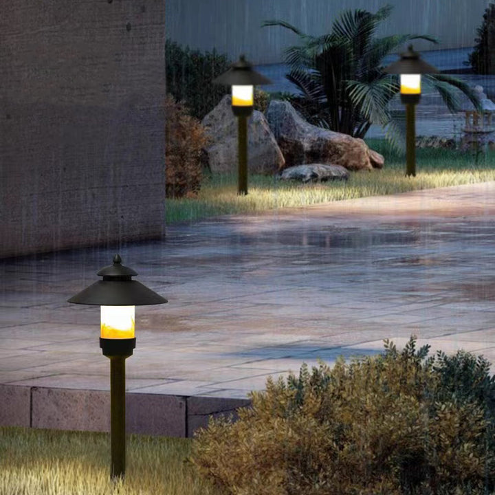 Lámpara de paisaje exterior de 1 luz de dolomita de aluminio cilíndrico semicircular impermeable tradicional europea para jardín 