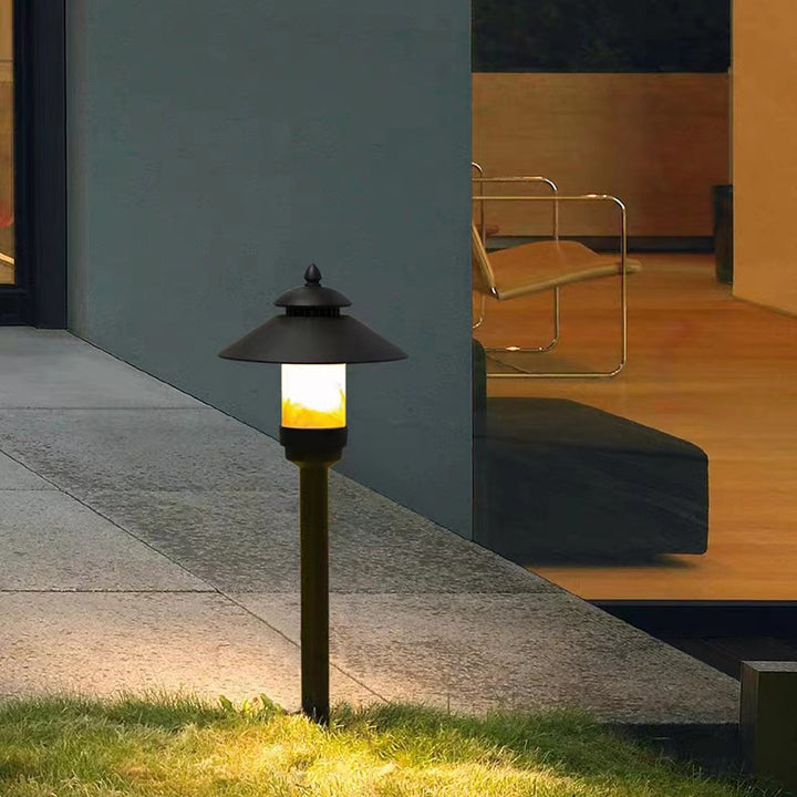 Lámpara de paisaje exterior de 1 luz de dolomita de aluminio cilíndrico semicircular impermeable tradicional europea para jardín 