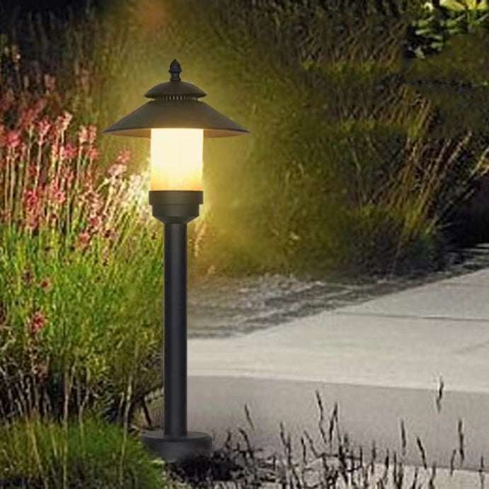 Lámpara de paisaje exterior de 1 luz de dolomita de aluminio cilíndrico semicircular impermeable tradicional europea para jardín 