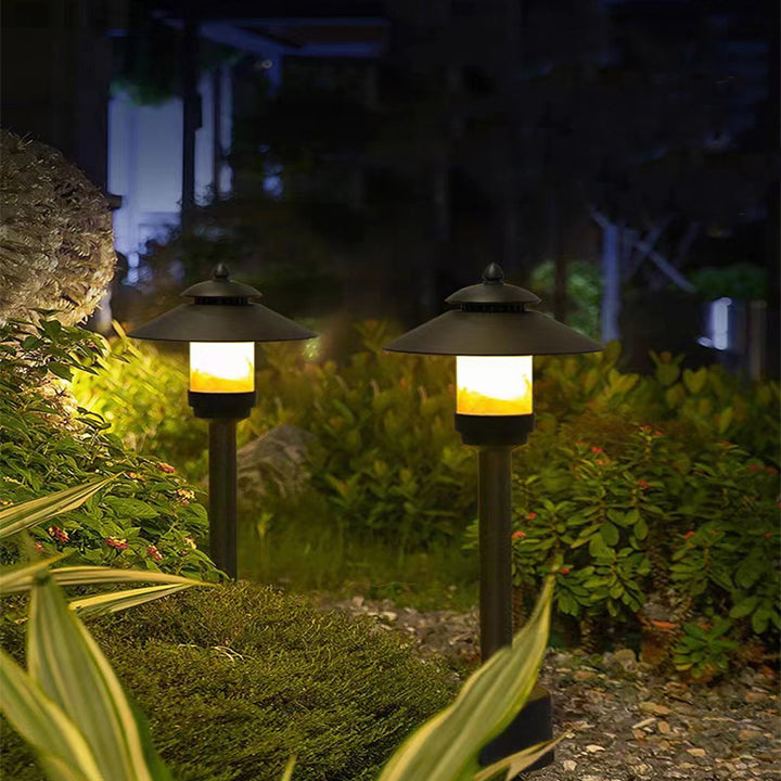 Lámpara de paisaje exterior de 1 luz de dolomita de aluminio cilíndrico semicircular impermeable tradicional europea para jardín 