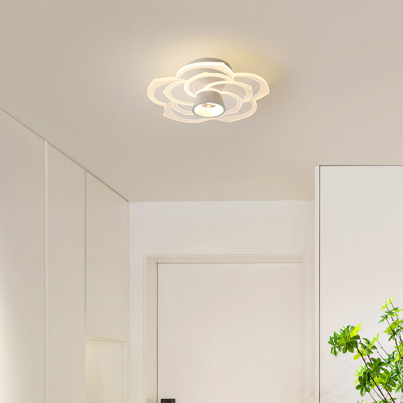 Zeitgenössische skandinavische Lotusblatt-Rosen-Eisen-Acryl-LED-Halbeinbau-Deckenleuchte für das Wohnzimmer 
