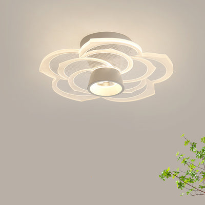 Zeitgenössische skandinavische Lotusblatt-Rosen-Eisen-Acryl-LED-Halbeinbau-Deckenleuchte für das Wohnzimmer 