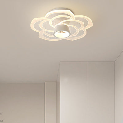 Zeitgenössische skandinavische Lotusblatt-Rosen-Eisen-Acryl-LED-Halbeinbau-Deckenleuchte für das Wohnzimmer 