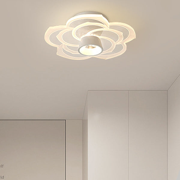 Zeitgenössische skandinavische Lotusblatt-Rosen-Eisen-Acryl-LED-Halbeinbau-Deckenleuchte für das Wohnzimmer 