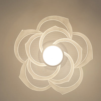 Zeitgenössische skandinavische Lotusblatt-Rosen-Eisen-Acryl-LED-Halbeinbau-Deckenleuchte für das Wohnzimmer 