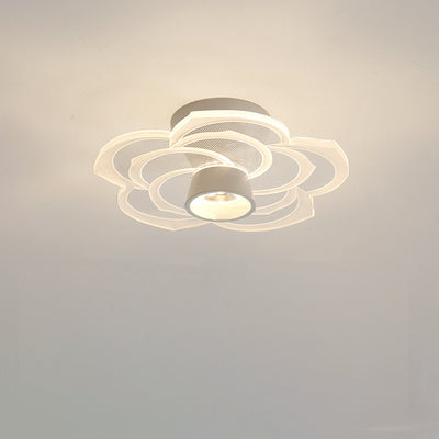 Zeitgenössische skandinavische Lotusblatt-Rosen-Eisen-Acryl-LED-Halbeinbau-Deckenleuchte für das Wohnzimmer 
