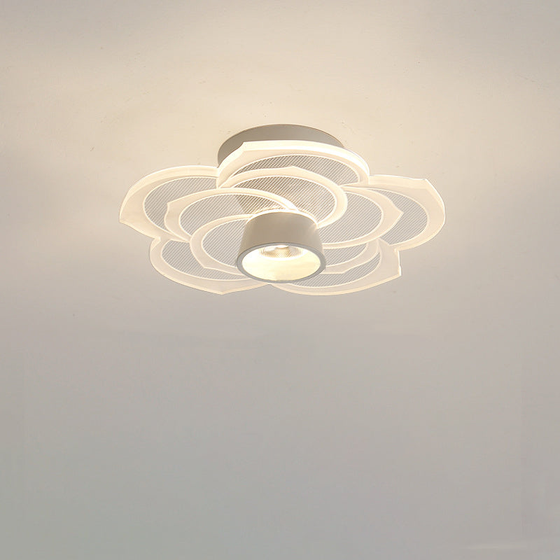 Zeitgenössische skandinavische Lotusblatt-Rosen-Eisen-Acryl-LED-Halbeinbau-Deckenleuchte für das Wohnzimmer 