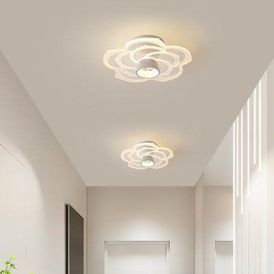 Zeitgenössische skandinavische Lotusblatt-Rosen-Eisen-Acryl-LED-Halbeinbau-Deckenleuchte für das Wohnzimmer 