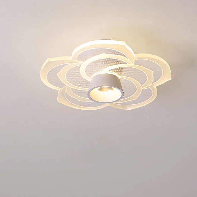 Zeitgenössische skandinavische Lotusblatt-Rosen-Eisen-Acryl-LED-Halbeinbau-Deckenleuchte für das Wohnzimmer 