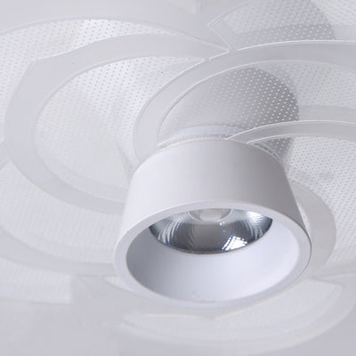 Zeitgenössische skandinavische Lotusblatt-Rosen-Eisen-Acryl-LED-Halbeinbau-Deckenleuchte für das Wohnzimmer 