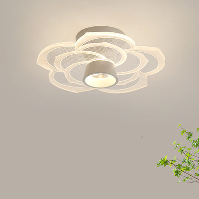 Zeitgenössische skandinavische Lotusblatt-Rosen-Eisen-Acryl-LED-Halbeinbau-Deckenleuchte für das Wohnzimmer 
