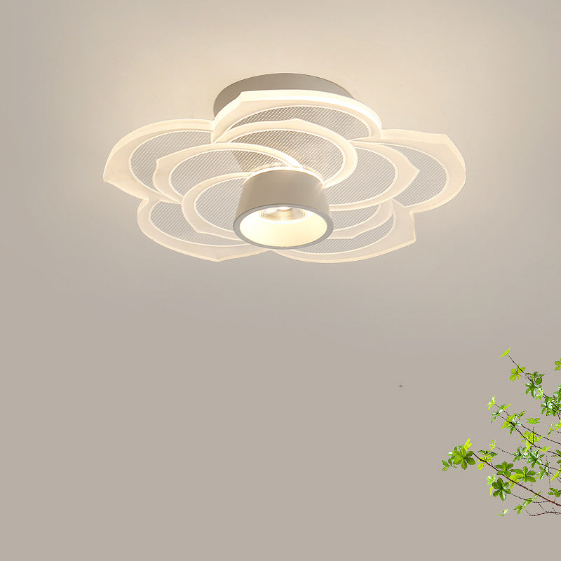 Zeitgenössische skandinavische Lotusblatt-Rosen-Eisen-Acryl-LED-Halbeinbau-Deckenleuchte für das Wohnzimmer 