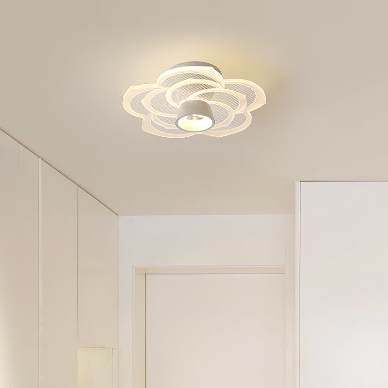 Zeitgenössische skandinavische Lotusblatt-Rosen-Eisen-Acryl-LED-Halbeinbau-Deckenleuchte für das Wohnzimmer 