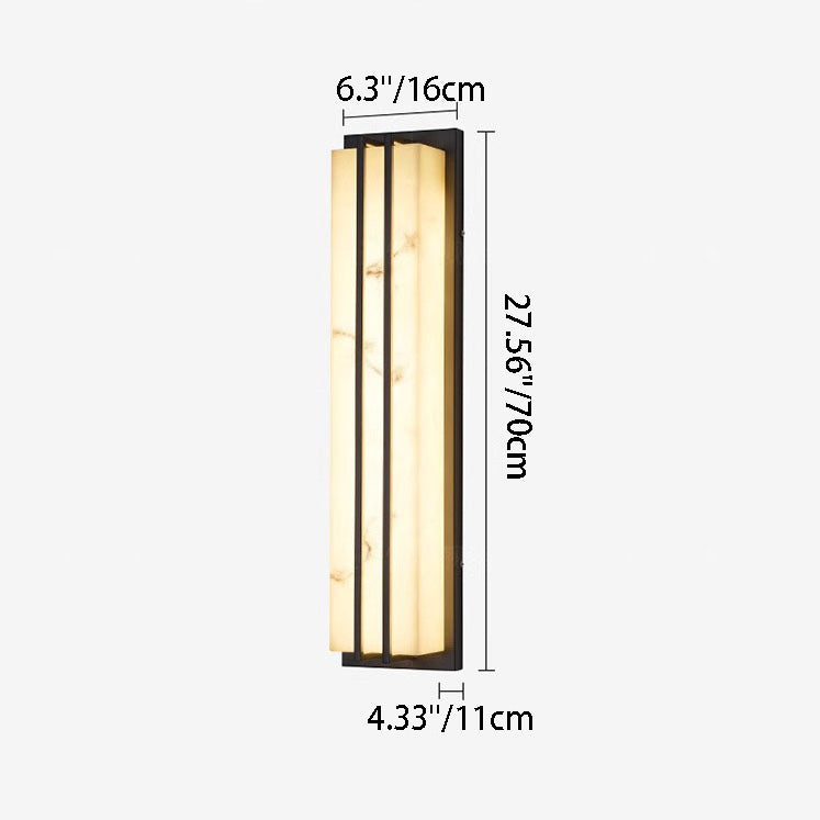 Moderno Minimalista Impermeable Rectangular Lámpara Aplique de Pared LED de Acero Inoxidable Largo con Resina para Patio Exterior 