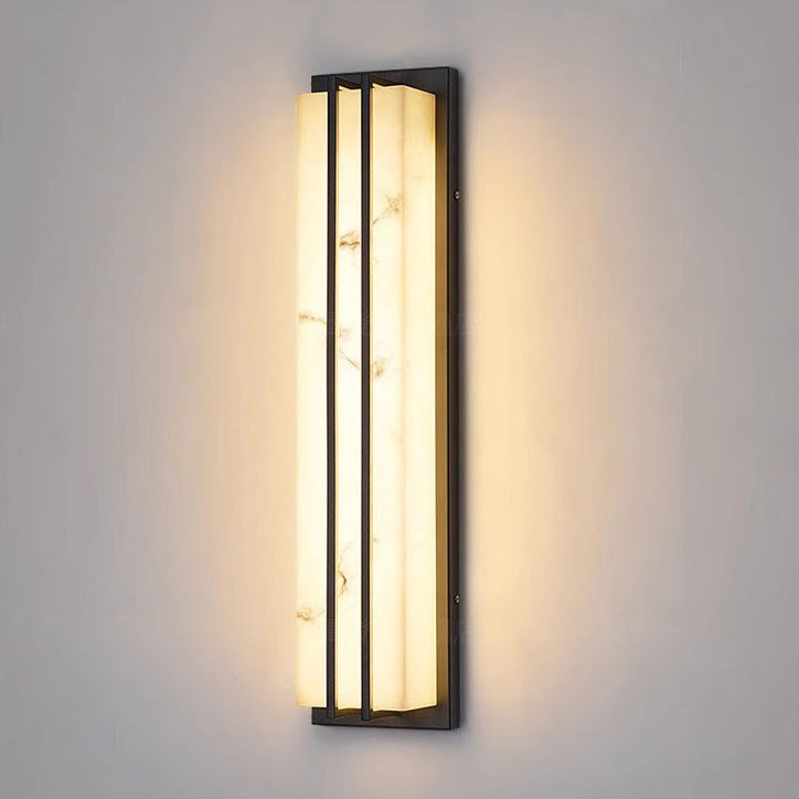 Moderno Minimalista Impermeable Rectangular Lámpara Aplique de Pared LED de Acero Inoxidable Largo con Resina para Patio Exterior 