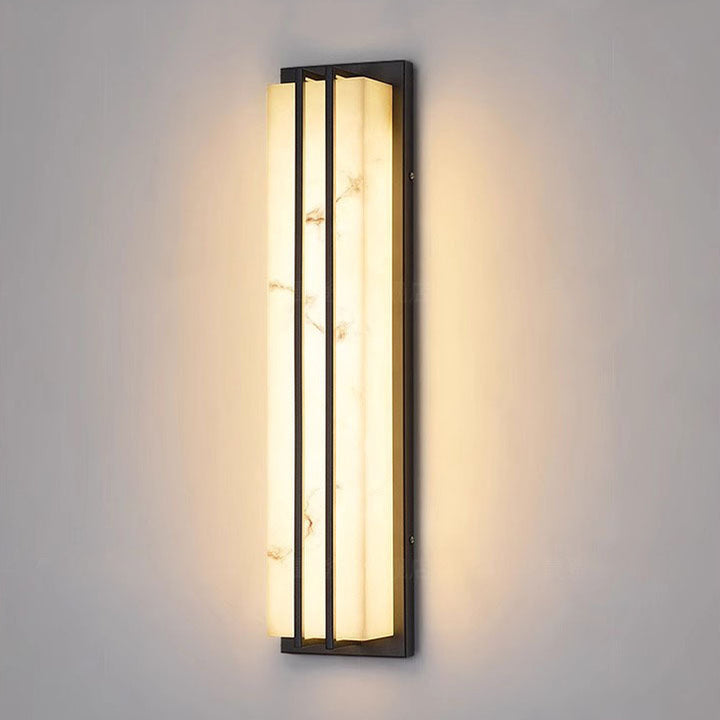 Moderno Minimalista Impermeable Rectangular Lámpara Aplique de Pared LED de Acero Inoxidable Largo con Resina para Patio Exterior 