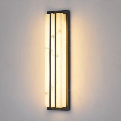 Applique Murale LED Extérieure Moderne Minimaliste Étanche Rectangulaire Longue En Acier Inoxydable Et Résine Pour Patio Extérieur 
