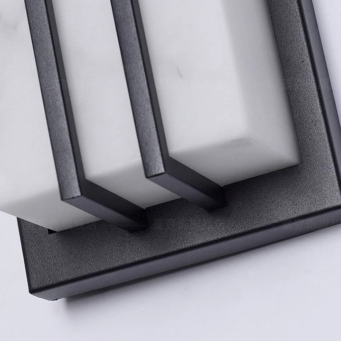 Moderno Minimalista Impermeable Rectangular Lámpara Aplique de Pared LED de Acero Inoxidable Largo con Resina para Patio Exterior 