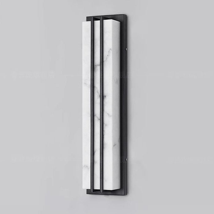 Moderno Minimalista Impermeable Rectangular Lámpara Aplique de Pared LED de Acero Inoxidable Largo con Resina para Patio Exterior 