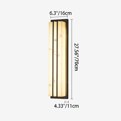 Applique Murale LED Extérieure Moderne Minimaliste Étanche Rectangulaire Longue En Acier Inoxydable Et Résine Pour Patio Extérieur 