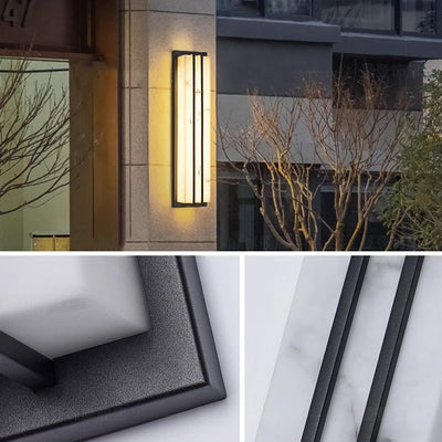 Applique Murale LED Extérieure Moderne Minimaliste Étanche Rectangulaire Longue En Acier Inoxydable Et Résine Pour Patio Extérieur 