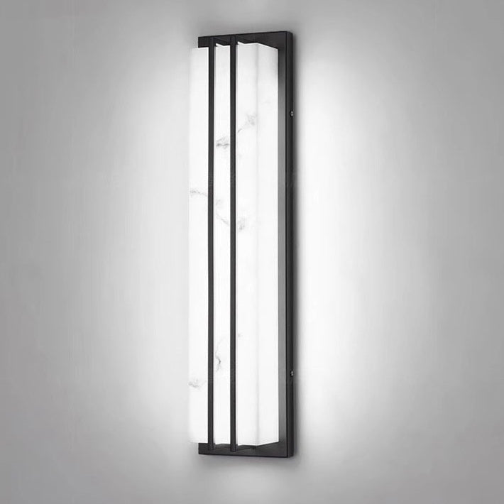 Moderno Minimalista Impermeable Rectangular Lámpara Aplique de Pared LED de Acero Inoxidable Largo con Resina para Patio Exterior 