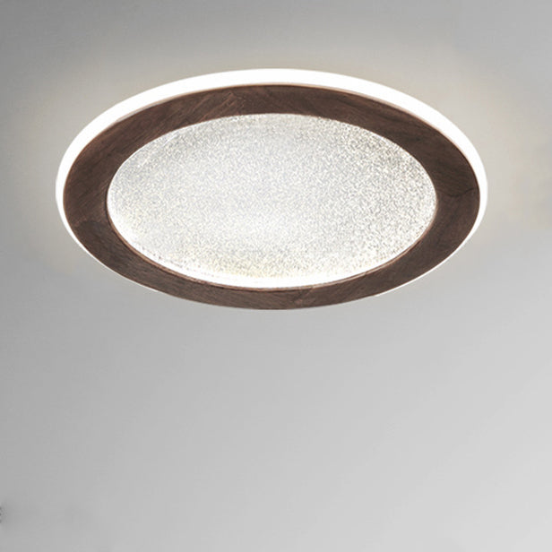 Contemporary Scandinavian Round Star Black Walnut Acrylic LED Flush Mount Ceiling Light For Bedroom