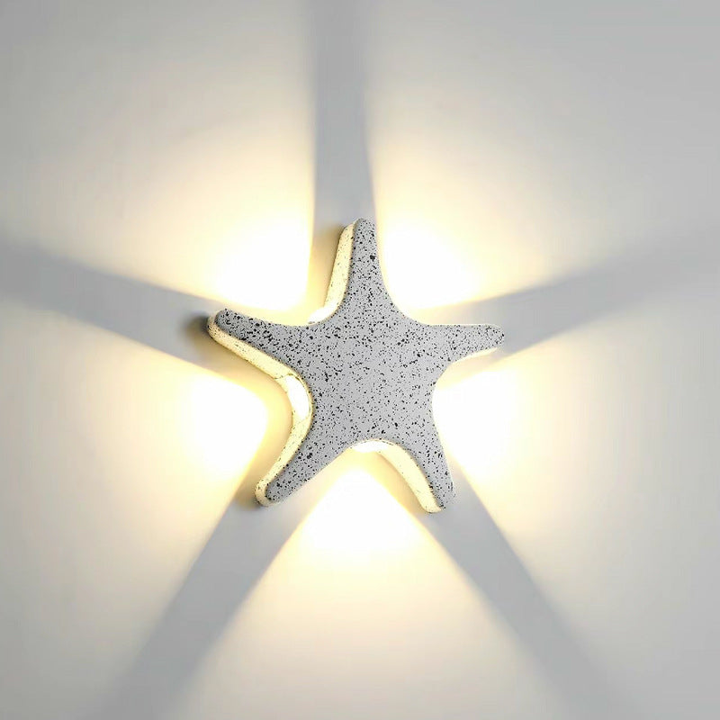 Applique murale extérieure contemporaine créative étanche en étoile de mer en aluminium moulé sous pression et acrylique LED pour patio extérieur 