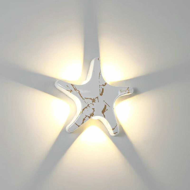 Applique murale extérieure contemporaine créative étanche en étoile de mer en aluminium moulé sous pression et acrylique LED pour patio extérieur 