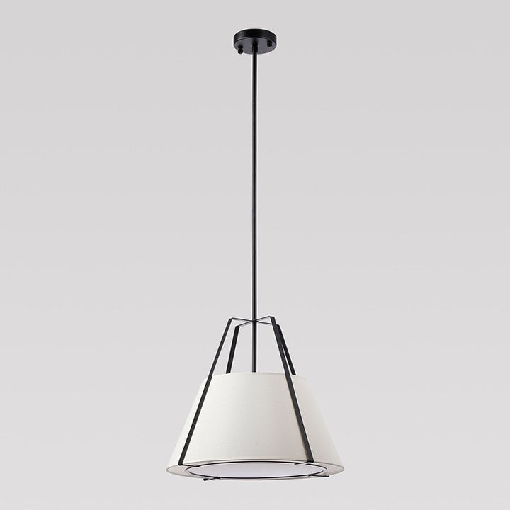 Traditional Chinese Round Table Iron Fabric 3-Light Pendant Light For Living Room
