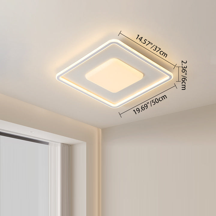 Contemporary Scandinavian Square Round Rectangle Iron Aluminum Silicone Acrylic LED Flush Mount Ceiling Light For Living Room