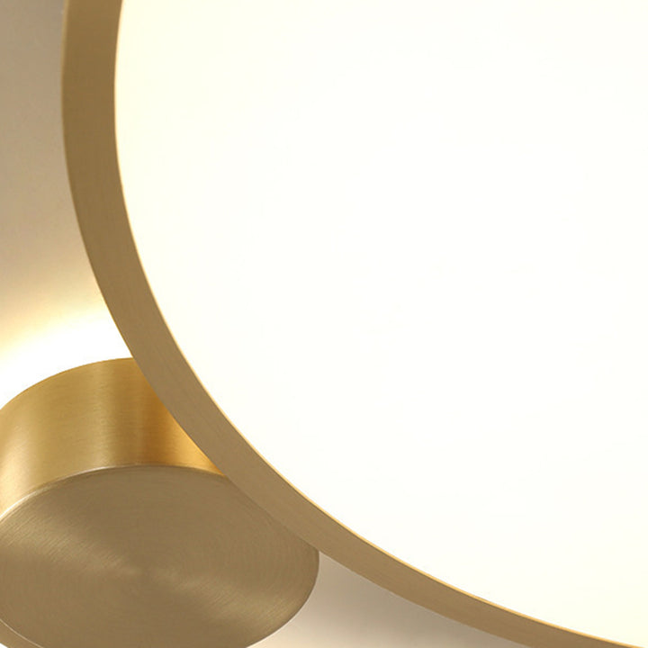 Modern Minimalist Round Combination Copper Acrylic LED Flush Mount Ceiling Light For Bedroom