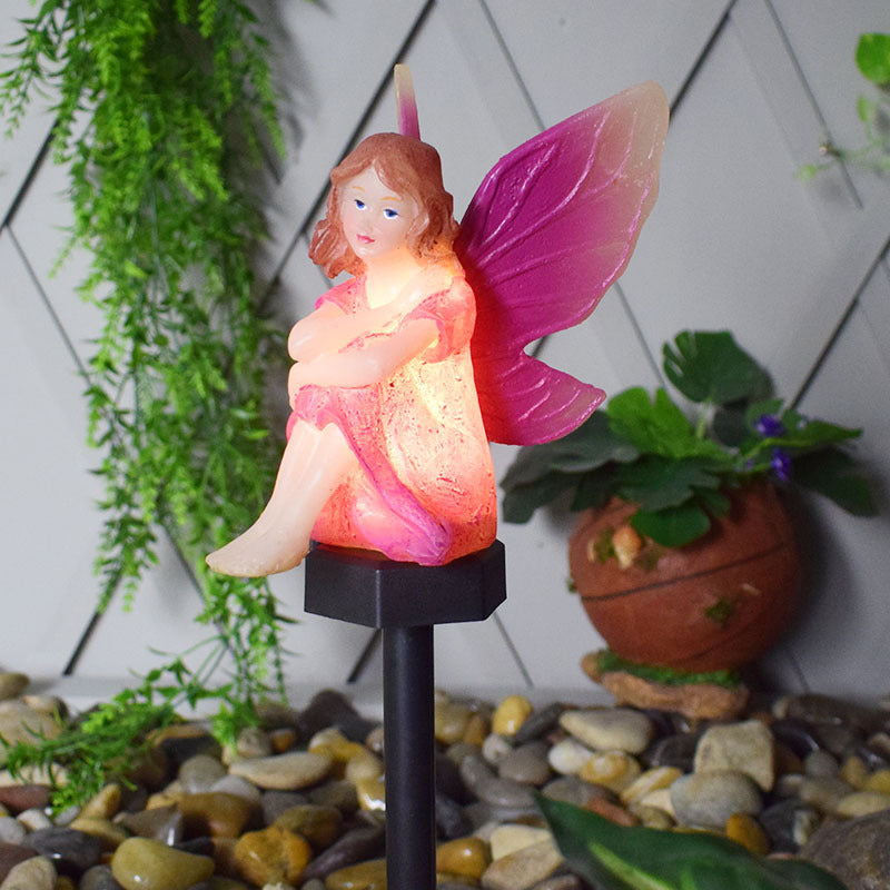Zeitgenössische kreative solarbetriebene wasserdichte Märchenlampe aus Kunststoffharz mit LED für Gartenlandschaften 