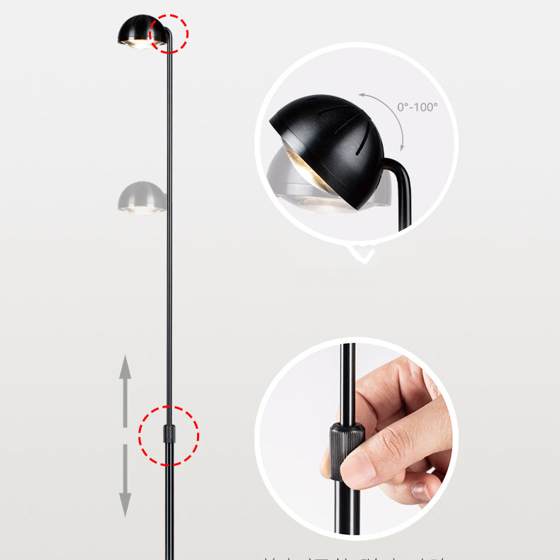 Modern Minimalist Semicircle Cylinder Aluminum Glass LED Standing Floor Lamp For Living Room