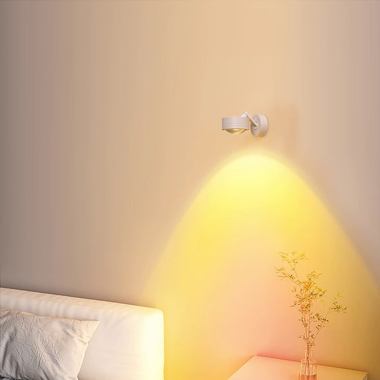 Applique Murale LED en Aluminium Réglable avec Base Cylindrique Minimaliste Moderne et Disque en Verre pour Salon 
