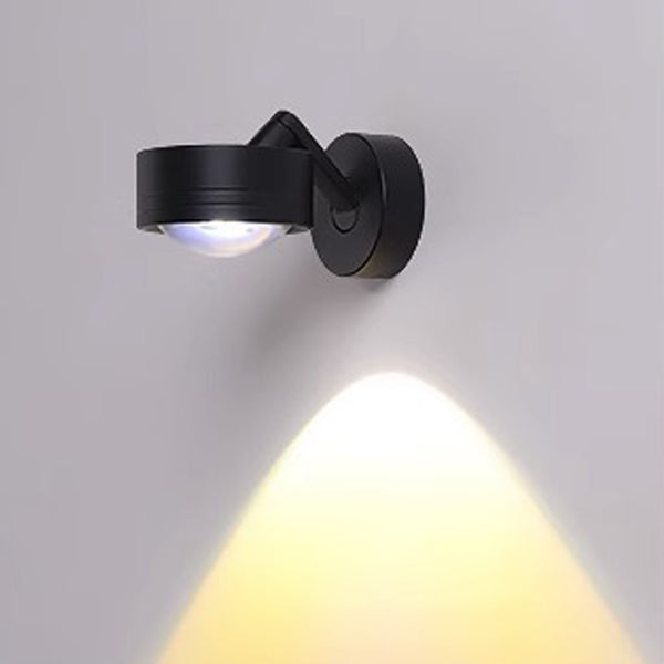Applique Murale LED en Aluminium Réglable avec Base Cylindrique Minimaliste Moderne et Disque en Verre pour Salon 