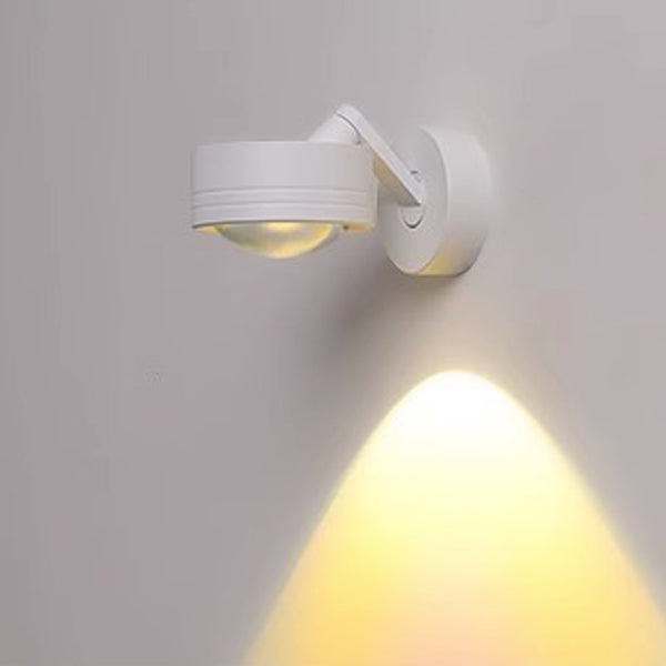 Applique Murale LED en Aluminium Réglable avec Base Cylindrique Minimaliste Moderne et Disque en Verre pour Salon 