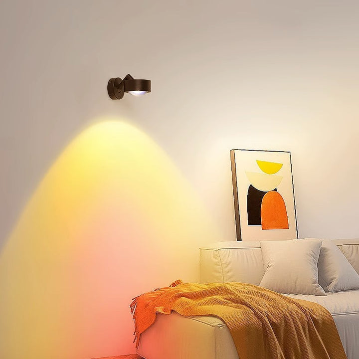 Applique Murale LED en Aluminium Réglable avec Base Cylindrique Minimaliste Moderne et Disque en Verre pour Salon 