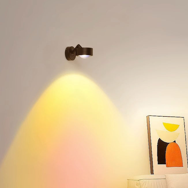 Applique Murale LED en Aluminium Réglable avec Base Cylindrique Minimaliste Moderne et Disque en Verre pour Salon 