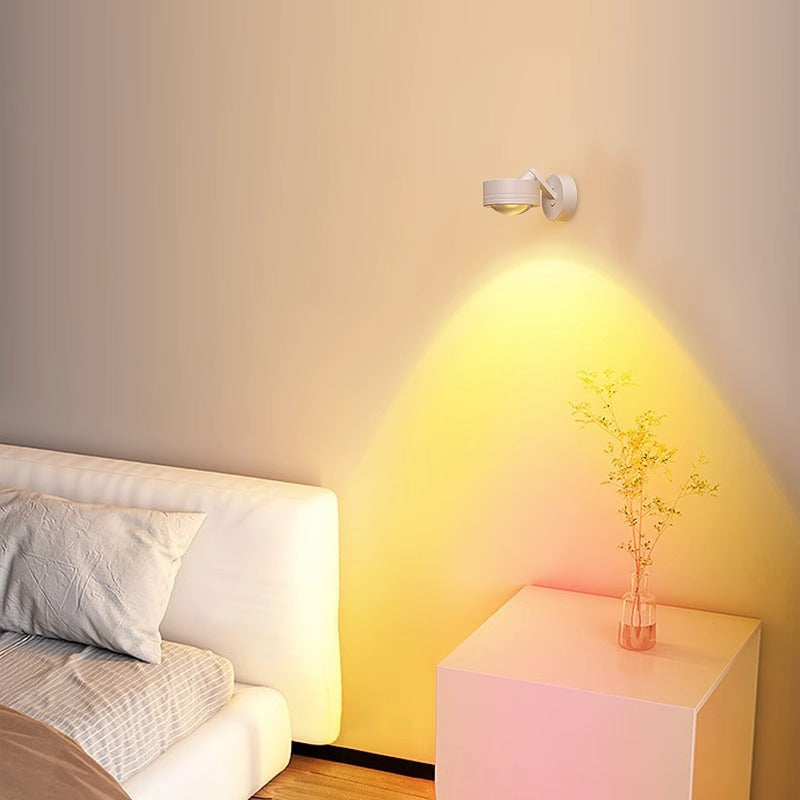 Applique Murale LED en Aluminium Réglable avec Base Cylindrique Minimaliste Moderne et Disque en Verre pour Salon 