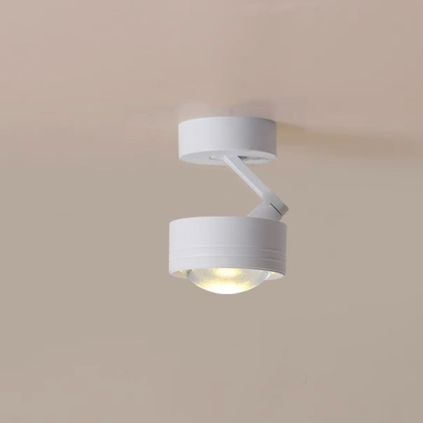Lumière de plafond semi-encastrée LED en aluminium réglable avec base cylindrique minimaliste moderne pour salon 
