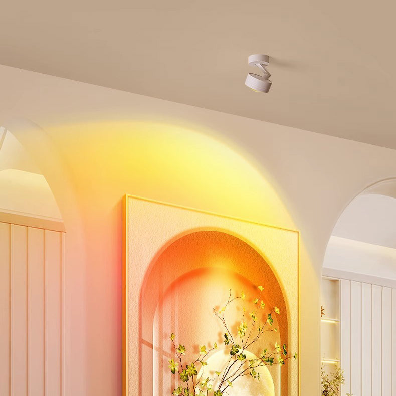 Lumière de plafond semi-encastrée LED en aluminium réglable avec base cylindrique minimaliste moderne pour salon 