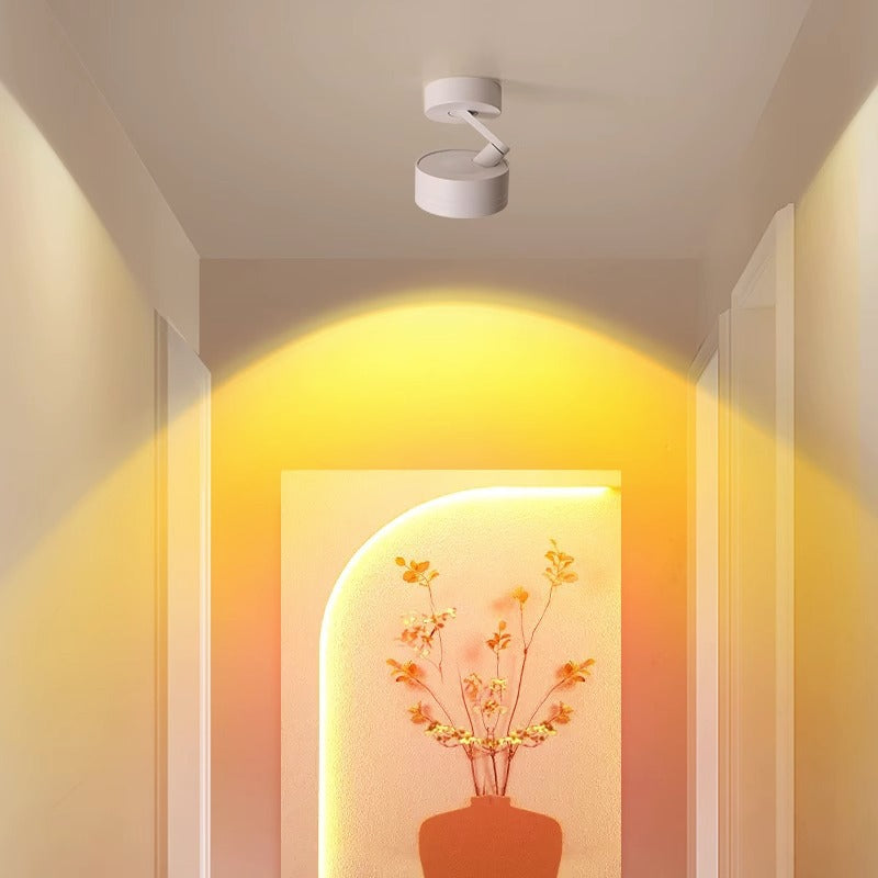 Lumière de plafond semi-encastrée LED en aluminium réglable avec base cylindrique minimaliste moderne pour salon 