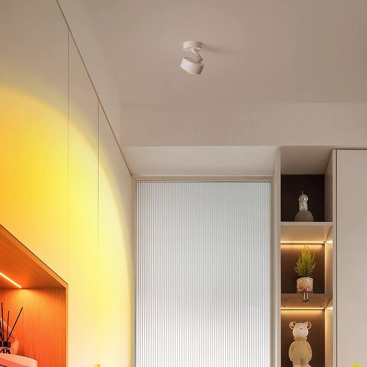 Lumière de plafond semi-encastrée LED en aluminium réglable avec base cylindrique minimaliste moderne pour salon 