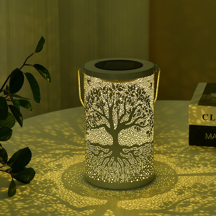 Luz LED para exteriores de cilindro esqueleto de árbol solar impermeable vintage tradicional de hierro para jardín 