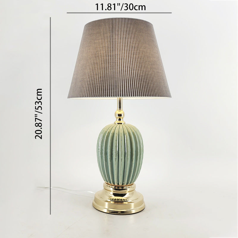 Lampe de table 1 lumière en tissu céramique fer ovale contemporain scandinave pour chambre à coucher 